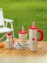 保温カップ【スリムデザイン・ストロー付き・茶こし内蔵】