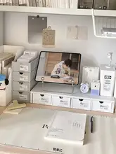 デスクトップ収納スタンド【ノートパソコン用・高さ調整可能・シンプルデザイン】