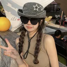 ビジュー星付きウエスタンスタイルキャップ【女性用・夏用・UVカット・アウトドア・登山用】