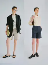 カジュアルスタイルの高織り綿春夏用ハーフパンツ