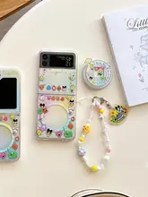 カラフルな小怪獣デザインのマグネット吸着スマホケース【Samsung Z Flipシリーズ・Huawei Pocket2・OPPO Findシリーズ・小米手首バンド付き】