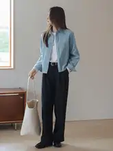 王妃家 カーキ色 ストレートパンツ【ハイウエスト・ゆったり・シンプルデザイン】