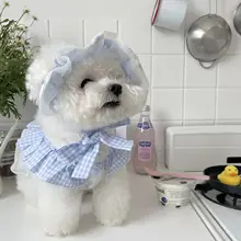 夏用犬用ドレス【カラーブロック・背中開き・花刺繍デザイン】