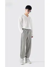 スウェット ジョガーパンツ メンズ グレー ドローコード ゆったり ストレート スポーツ カジュアル 上品 秋冬