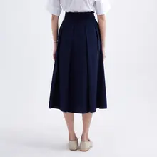 復古デザインのウエストマーク中長丈スカート【夏用・フレアシルエット】（セットアップ対応）