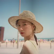 春夏用 カジュアルデザインのビーチハット【レース編み・紫外線対策・女性用】