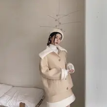 毛皮飾り付きかわいいコートとミニスカートのセットアップ（セットアップ対応）