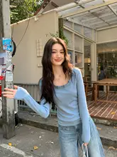 デザイン性の高い 褶皱襟 リブニットトップス【春用・スリムフィット・女性用】