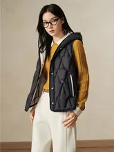 軽やかで暖かい！フード付きバイカラー白鹅绒ダウンベスト【冬季用】