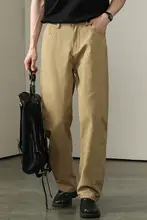 日本のシンプルさ カーキ ストレートカジュアルパンツ