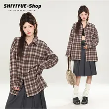 オーバーサイズチェックシャツジャケット【防紫外線・レトロデザイン・女性用】（セットアップ対応）
