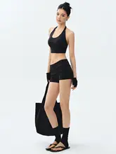 DCW ウエストリバーシブルデザインのフィットネスショートパンツ【女性用・タイト・体型カバー・夏用】