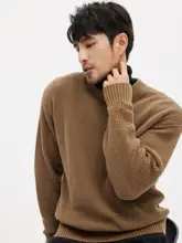JSSD HOMME メンズ 春用 コットンニットセーター【ラウンドネック・長袖・ソリッドカラー】