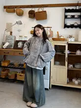 秋用レトロチェックパーカーブラウス【ゆったりシルエット・大人可愛いデザイン】