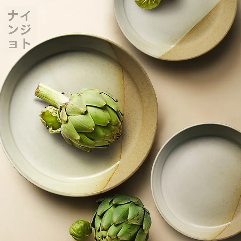手作り粗陶食器セット：和風復古デザインの小皿とプレートの使い方