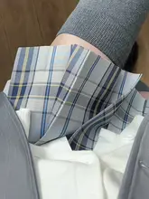 胖頭魚 JK制服 春夏用 オリジナル 正規品 チェック柄 スカート【大きいサイズ・ホワイトチェック・ミディ丈】