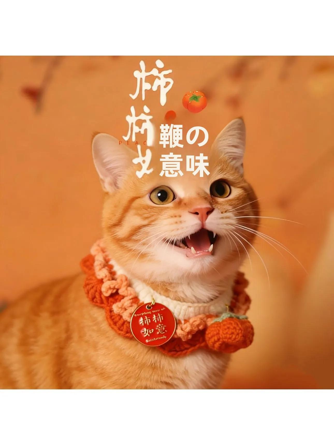 ペット用 猫用手編みスカーフ：防寒・新年デザインで猫の装飾をスタイリッシュに