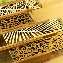 レトロ風デザインの花柄透かし文房具ケース【木製・学生用・多機能】