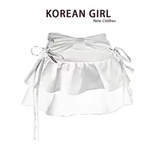 春季にぴったりな黒のリボン付きプリーツスカート【Aライン・デザイン感あり・ミニ丈】（セットアップ対応）