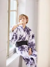 武士デザインの男士浴衣【染め花柄・ホームウェア・コスプレ対応】