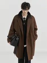 デザイン性のあるツイード風メンズコート【ダブルフェイス・中長丈・厚手】