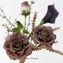 ボヘミアン風のドライフラワー調バラの造花ブーケ【インテリア装飾用・リビング用】
