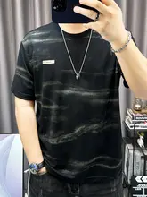 麻混合素材の半袖Tシャツ【ラウンドネック・デザインプリント・男性用・カジュアル】