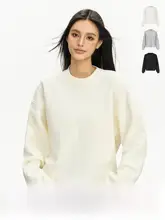 シンプルなデザイン！春に最適な無地のラウンドネックプルオーバー女性用【アメリカンレトロスタイル】