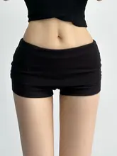 低腰折り返しデザインのニットショートパンツ【極上の柔らかさ・カジュアルキッズ用・夏向け】