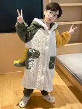 男児用冬用長袖パジャマ【珊瑚フリース・フランネル・ロングガウン】