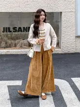 新中式デザインの外套とワイドパンツ【春秋用・女性・おしゃれなコーディネート】（セットアップ対応）