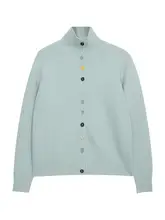 カラフルなボタン付き翻領ブルーセーターカーディガン【冬用・女性用・韓国風】