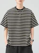 Tシャツ メンズ 半袖 ボーダー 接触冷感 ひんやり ルーズ カジュアル 夏 トップス 「HAOZHI」