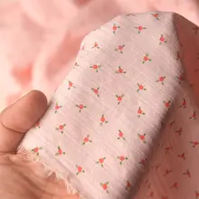 ピンクの小花柄トッパー【綿素材・DIY染色・夏用・ナチュラルスタイル】（セットアップ対応）