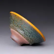 緑色の斑点が美しい建盞 斗笠杯【原鉱鉄胎・功夫茶具・ギフト用】