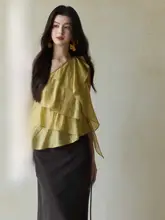 トップス レディース リヨセル ワンショルダー フリル フェミニン きれいめ