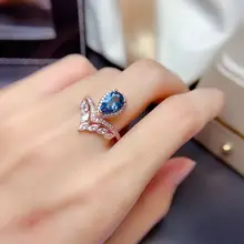 S925シルバー製 18Kゴールドコーティングリング台【豪華デザイン・水滴型カラーストーン付き】