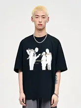 ユニークキャラクター プリント メンズ 半袖Tシャツ【コットン・夏用・ヒップホップスタイル】