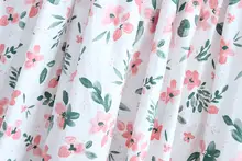 コットンフラワープリントハイウエストAラインスカート【春夏用・ミディ丈・女性向け】（セットアップ対応）