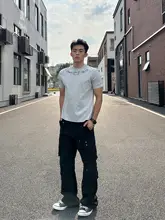 Tシャツ メンズ 半袖 SORONA 接触冷感 筆記体プリント 正肩 袖口リブ 細マッチョ 夏