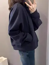 ゆったりとしたデザインのアメリカンフード付きウィメンズパーカー【長袖・カーディガンスタイル】（セットアップ対応）