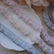 品質の粉色と紫のドッグトゥースレースのフリル付ドレス用装飾材料【ハンドメイド・花の縁飾り】