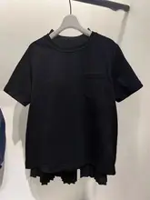 FOG SACAI レディース 半袖Tシャツ【無地・ゆったりフィット・バックプリーツデザイン】