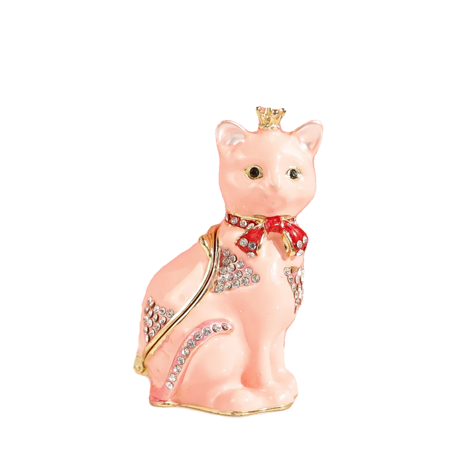 猫デザインのジュエリーボックス【日式・メタリック・クラウン付き】