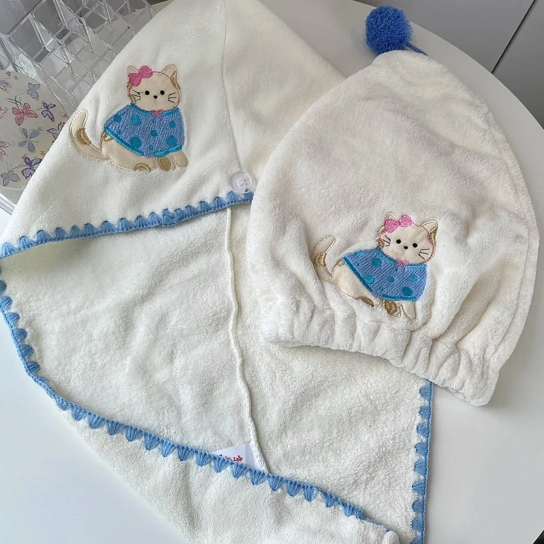 かわいい猫デザインのドライキャップ：二重構造で効率的な浴室乾燥を実現