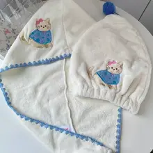 かわいい猫デザインのドライキャップ【二重構造・タオル地・吸水性抜群】（セットアップ対応）