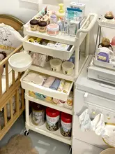 移動式ベビー用品収納ラック【多層・哺乳瓶収納・お世話台】