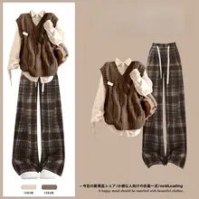 春のカジュアルスタイルにぴったりなブラウンベストシャツ（セットアップ対応）
