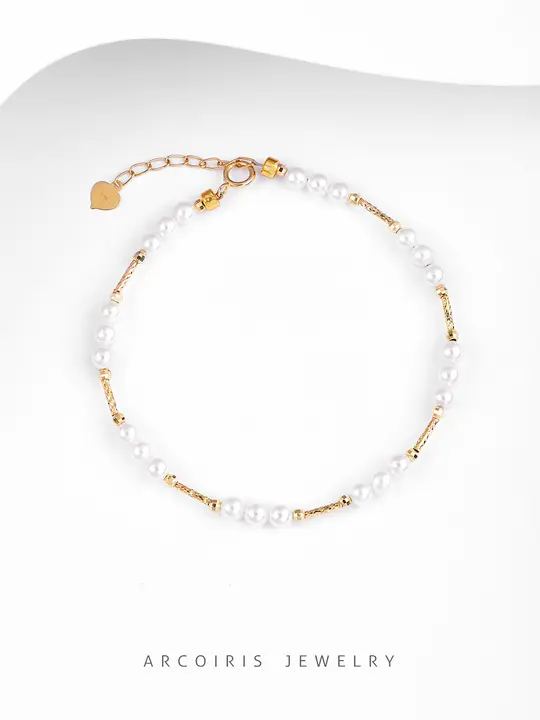 純天然AAAA級AKパール使用の18K金ブレスレット【ラウンドデザイン・オーロラのような美しさ・女性用】
