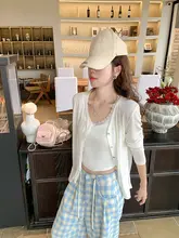 開放的でスリムなシルエット！Vネック薄手カーディガン【日焼け防止・フィット・通勤用】